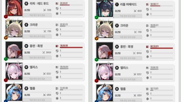 - 비 우월 코드에서는 라피: 레드 후드보다 리틀 머메이드의 DPS가 더 높다(유니온 사격장 오토 모드 기준)