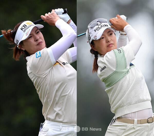 미국여자프로골프(LPGA) 투어 2025시즌 첫 메이저 대회 셰브론 챔피언십에 출전한 전인지, 고진영 프로가 1라운드에서 경기하는 모습이다. 사진제공=ⓒAFPBBNews = News1