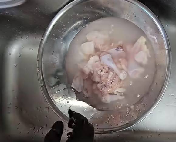 생닭을 흐르는 물에 씻으면 살모넬라균 등 식중독을 불러일으키는 세균이 주변에 퍼질 수 있어 주의해야 한다는 지적이 나왔다. 사진은 유튜브 채널 '포켓생물' 영상 캡처. [사진=유튜브 '포켓생물']