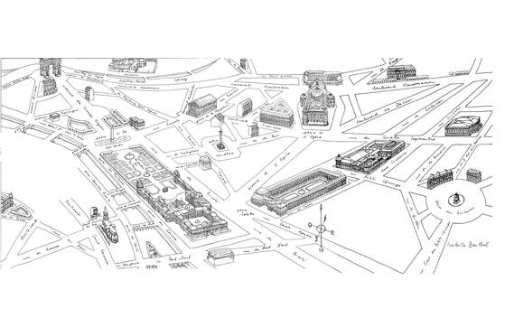 1854년 루이 비통의 첫 매장과 공방이 있던 카퓌신 거리를 재현한 일러스트. 루이 비통 제공
