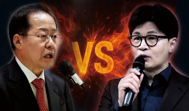 홍준표 국민의힘 대선 경선후보(왼쪽)와 한동훈 후보./ 그래픽=김은옥 기자