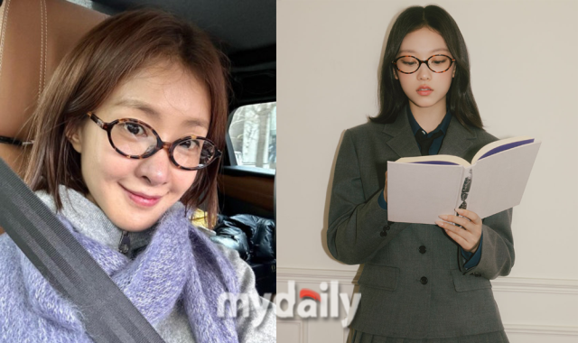 오벌 안경을 착용한 이시영과 해린./이시영 인스타그램 & 'CARIN' 화보