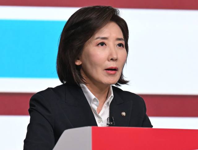 ▲20일 서울 강서구 ASSA아트홀에서 열린 국민의힘 제21대 대통령 후보자 1차 경선 조별 토론회에서 B조 나경원 후보가 발언하고 있다. ⓒ연합뉴스