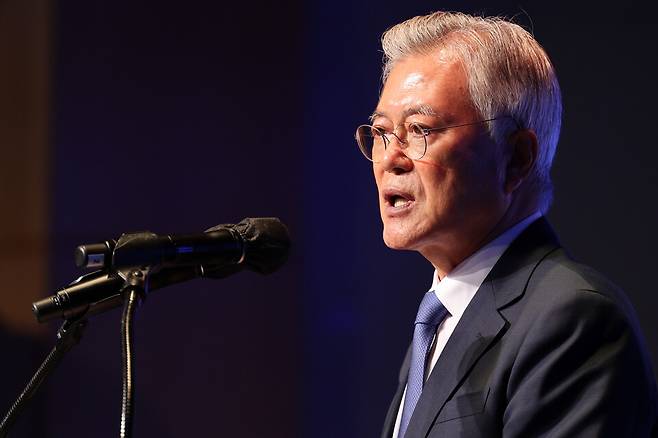 2024년 9월20일 오전 전남 영암군 호텔 현대 바이라한 목포 컨벤션홀에서 열린 '9·19 평양공동선언 6주년 전남 평화회의'에서 문재인 전 대통령이 발언하고 있다. ⓒ연합뉴스