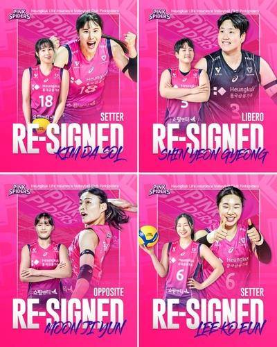 흥국생명과 FA 계약을 한 김다솔, 신연경, 문지윤, 이고은(시계 방향)  [흥국생명 제공. 재판매 및 DB 금지]