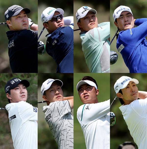 2025년 한국프로골프(KPGA) 투어 우리금융 챔피언십 우승 경쟁에 가세한 이태훈(캐나다), 문도엽, 강태영, 박준홍, 옥태훈, 김백준, 박일환, 이수민 프로. 사진제공=KPGA