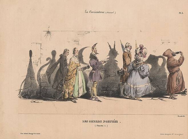 1830년 발자크의 글에 수록된 삽화. 인간의 여러 군상이 그려져 있음을 암시한다.