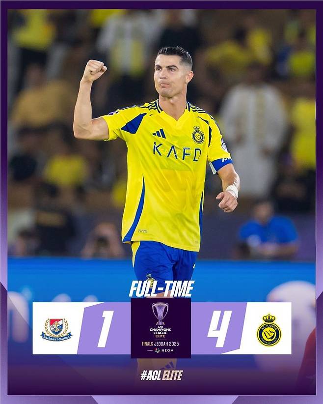 [서울=뉴시스]호날두의 알나스르, ACLE 4강행. (사진=AFC 소셜미디어 캡처) 2025.04.27. photo@newsis.com *재판매 및 DB 금지