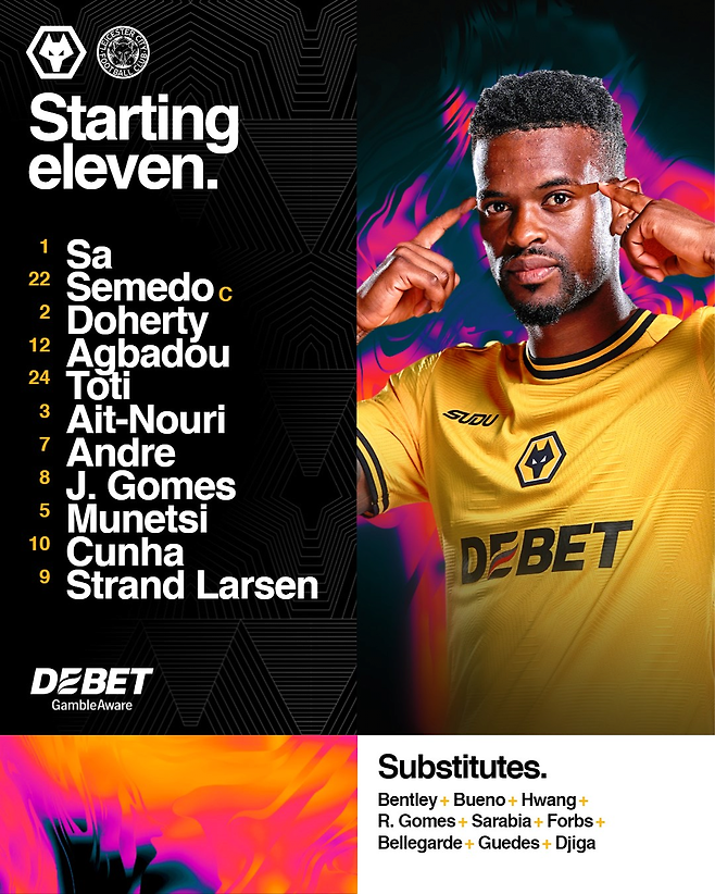 울버햄프턴 선발 라인업. 울버햄프턴 SNS