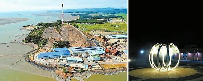 생태복원형 관광지로 탈바꿈하는 충남 서천군 옛 장항제련소 주변(왼쪽). 오른쪽은 지난해 10월 장항읍 송림리에 조성한 송림동화. [연합뉴스, 서천군]