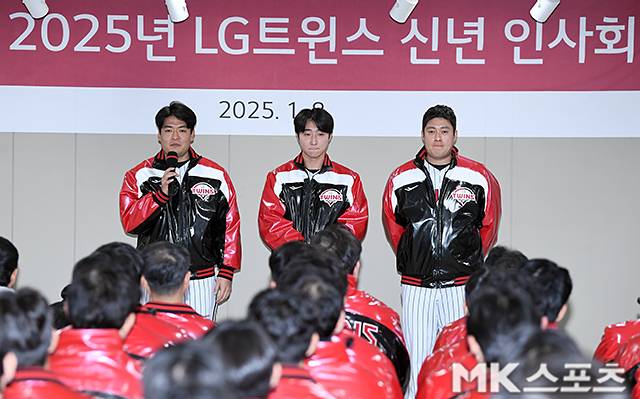 올해 1월 LG 신년회에 참석한 심창민(왼쪽). 사진=천정환 기자