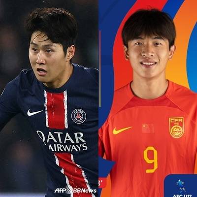이강인(왼쪽)과 웨이샹신. /사진=AFPBBNews 뉴스1, AFC 공식