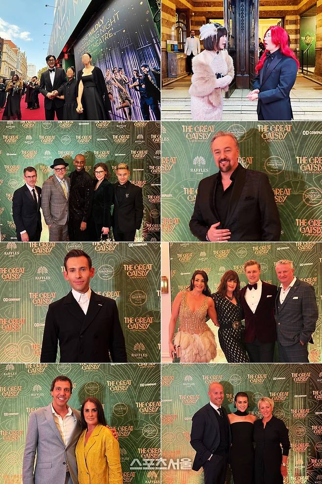 (왼쪽 상단부터) 뮤지컬 ‘위대한 개츠비’의 단독 리드 프로듀서인 오디컴퍼니 신춘수 대표의 가족들, 방송인 장영란과 개그맨 이창호, 영국 뮤지컬 배우들이 25일(현지 시간) 개막 공연을 축하하기 위해 런던 콜리세움을 찾았다. 사진 | 표권향 기자 gioia@sportsseoul.com