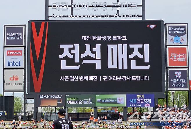 27일 대전 한화생명볼파크에서 열린 한화와 KT의 경기. 올 시즌 11번째 매진을 기록한 대전 볼파크.