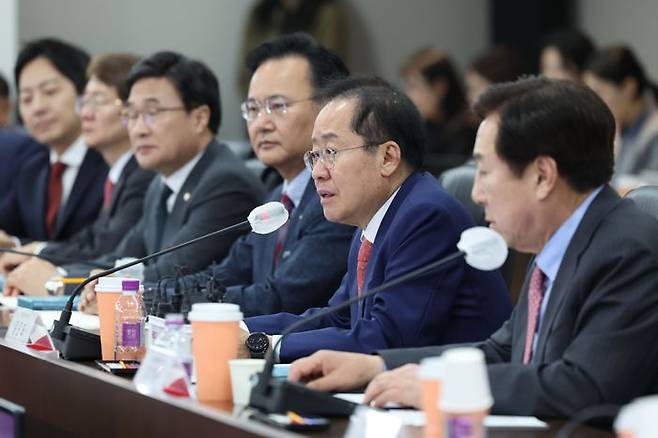 홍준표 21대 대선 국민의힘 경선 후보가 28일 오전 서울 여의도 중소기업중앙회를 방문해 간담회를 갖고 발언하고 있다. ⓒ뉴시스