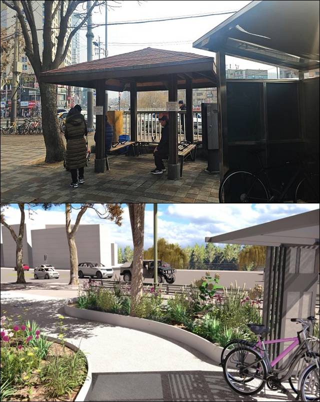 서울 관악구 봉림교 가로정원 현재 모습(위 사진)과 재정비를 통해 조성될 별담정원 조감도(아래 사진). 관악구청 제공