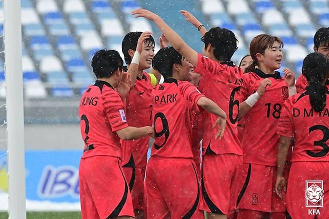 [서울=뉴시스] 2024 아시아축구연맹(AFC) 20세 이하(U-20) 여자 아시안컵 당시 선수들. (사진=대한축구협회 제공) *재판매 및 DB 금지