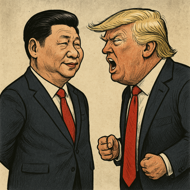 챗GPT가 ‘시진핑이 도널드 트럼프에게 쫄지 않는 모습을 그려줘’라고 부탁했을 때 그린 그림. 출처=챗GPT