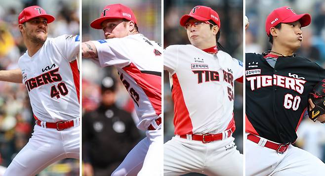 KIA 네일, 올러, 양현종, 김도현(왼쪽부터). KIA 타이거즈 제공