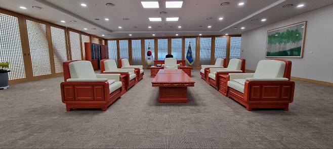 정부청사 귀빈(VIP) 집무실 모습. 사진=이희택 기자.