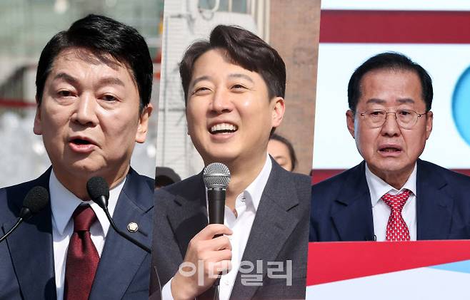 왼쪽부터 안철수 국민의힘 의원, 이준석 개혁신당 의원, 홍준표 전 대구시장. (사진 = 이데일리)
