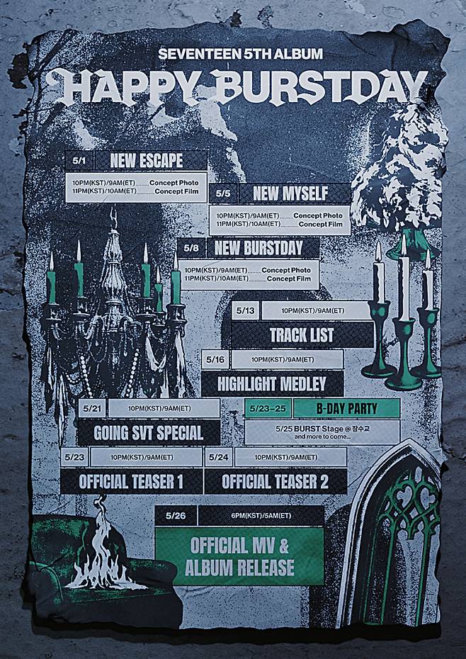 세븐틴 컴백 프로모션 스케줄러 (제공: 플레디스)