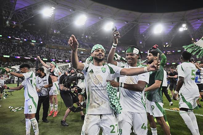 아시아 챔피언스리그 결승에 오른 알 아흘리 선수들. [AP=연합뉴스]