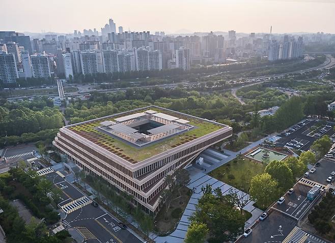 2020년 한국건축문화대상 사회공공부문을 수상한 여의도 국회소통관 모습. 사진=해안건축