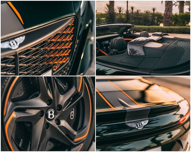 ‘바투르 컨버터블’ 그릴(왼쪽 위부터 시계방향), 시트, 후면, 휠 디자인 [벤틀리 제공]