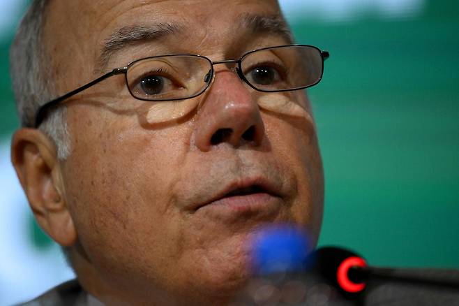 브라질 외무부 장관 마우루 비에이라가 지난 29일 브라질 리우데자네이루에서 열린 브릭스(BRICS) 외무장관 회의에서 발언하고 있다. [AFP]