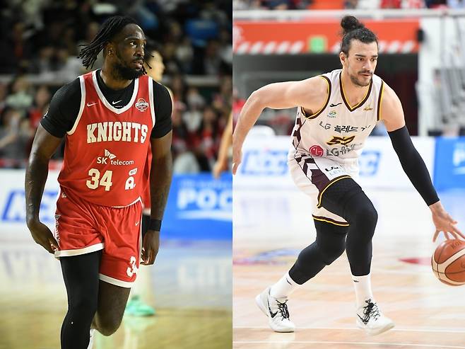 서울 SK 자밀 워니와 창원 LG 아셈 마레이. KBL 제공