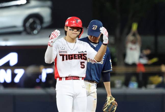 29일 NC전서 2루타를 친 김도영의 모습. /사진=KIA 타이거즈