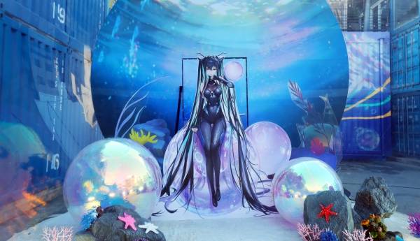 -&nbsp;버블 포토존에는 등신대도 마련됐다