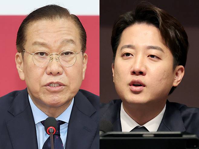 권영세 국민의힘 비상대책위원장(왼쪽), 이준석 개혁신당 대통령 후보 (오른쪽). 뉴시스