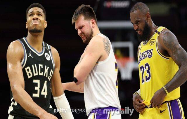 오른쪽부터 르브론, 돈치치, 아테토쿤보. /게티이미지코리아