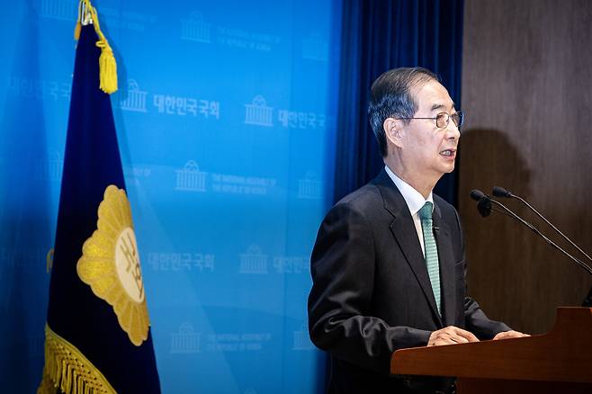 한덕수 전 총리는 5월2일 오전 10시경 국회의사당 소통관에서 '국민께 드리는 약속'을 주제로 제21대 대통령 선거 출마를 선언했다. ⓒ시사IN 박미소