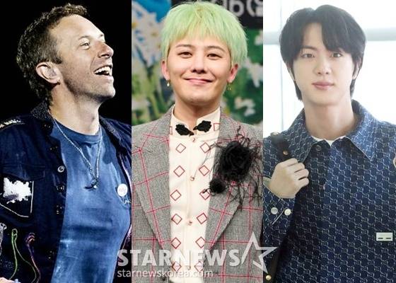 콜드플레이 크리스 마틴, 빅뱅 지드래곤, 방탄소년단 진 /사진=라이브네이션코리아, 스타뉴스