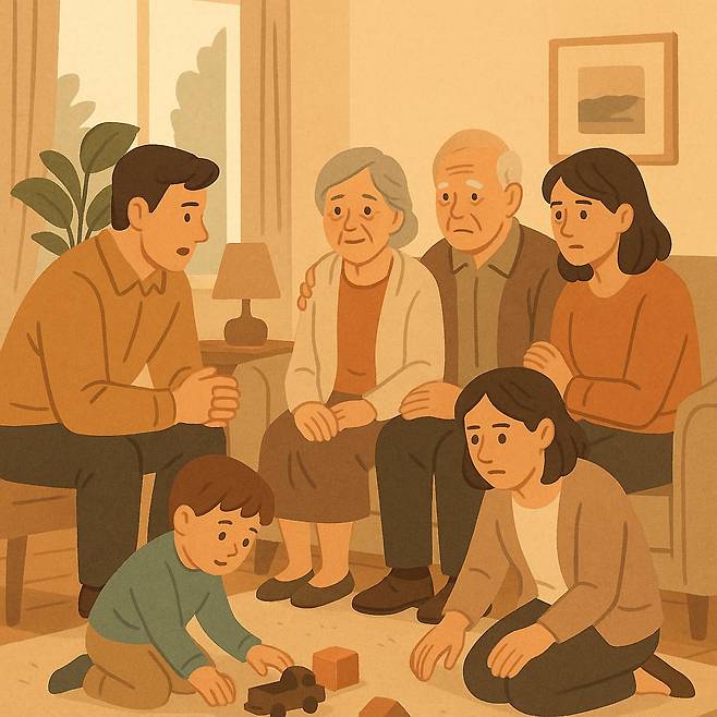 가족 모임이 잦은 가정의 달 5월에 부모님의 치매와 아이의 발달장애를 작은 행동 변화로 감지할 수있다./일러스트=챗GPT 달리3