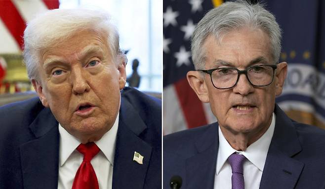도널드 트럼프 미국 대통령(왼쪽), 제롬 파월 연준 의장. AP 뉴시스