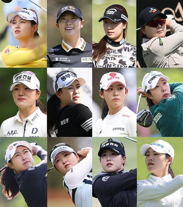 한국여자프로골프(KLPGA) 투어 2025시즌 첫 메이저 대회인 크리스에프앤씨 제47회 KLPGA 챔피언십에 출전한 박현경, 방신실, 이동은, 홍정민, 김민선7, 지한솔, 황유민, 박지영, 김민주, 이예원, 고지우, 이가영 프로. 사진제공=KLPGA