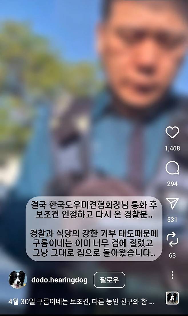 인스타그램 계정 'dodo.hearingdog' 갈무리