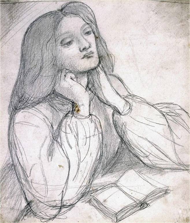 단테 가브리엘 로제티, 엘리자베스 시달, 1852~1860, 종이에 연필, 24.1x20.9cm, The New Art Gallery Walsall