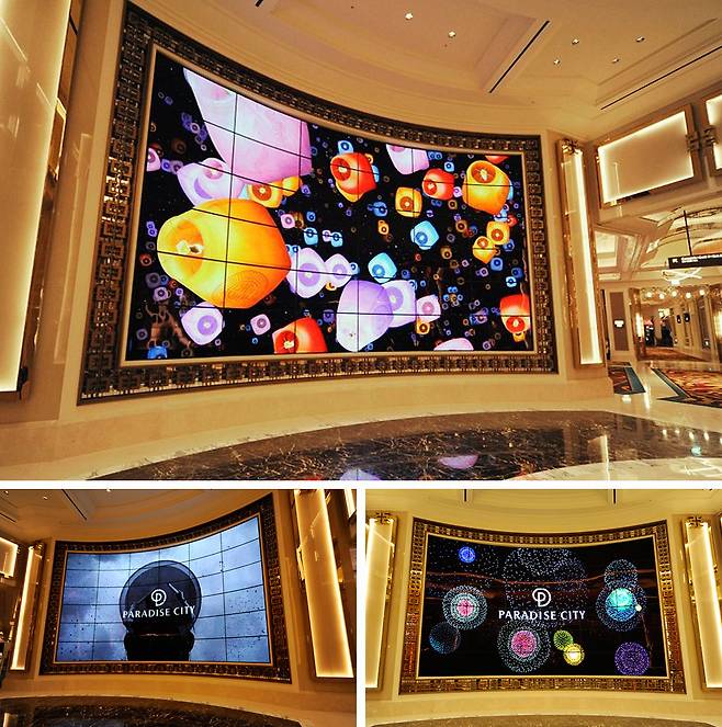 LG전자가 인천 영종도 파라다이스시티에 설치한 유기발광다이오드(OLED) 사이지니. [LG전자 제공]