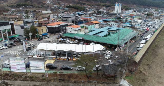 ▲산청군 시천면(덕산시장) 전경. ⓒ산청군