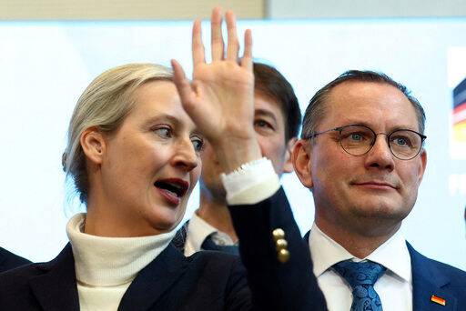 독일의 극우 성향 정당인&nbsp;독일대안당(AfD)의 공동 대표를 맡고 있는&nbsp;알리스 바이델(왼쪽)과 티노 크루팔라. 로이터연합뉴스