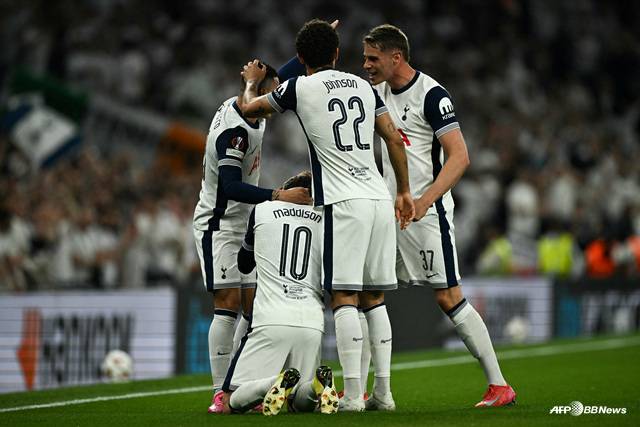 토트넘 선수들의 골 세리머니. /AFPBBNews=뉴스1