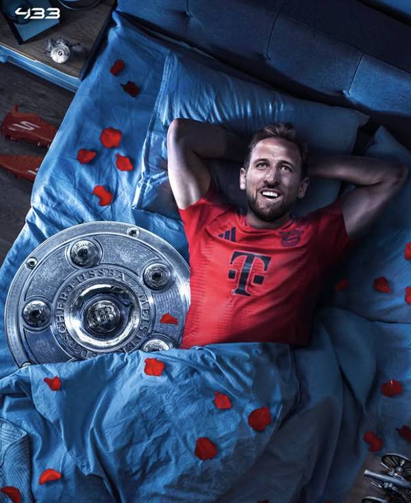 축구전문매체 '433'이 사전 제작한 해리 케인의 분데스리가 우승 그래픽. 출처=433 SNS 캡쳐