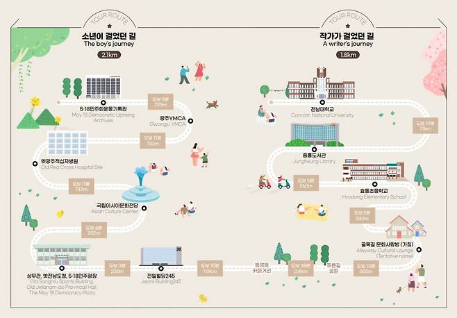 '소년의 길' 코스. 광주광역시 제공