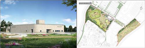 유적 전시관(왼쪽)과 유적 공원 조감도 [강원도 제공.재판매 및 DB 금지]
