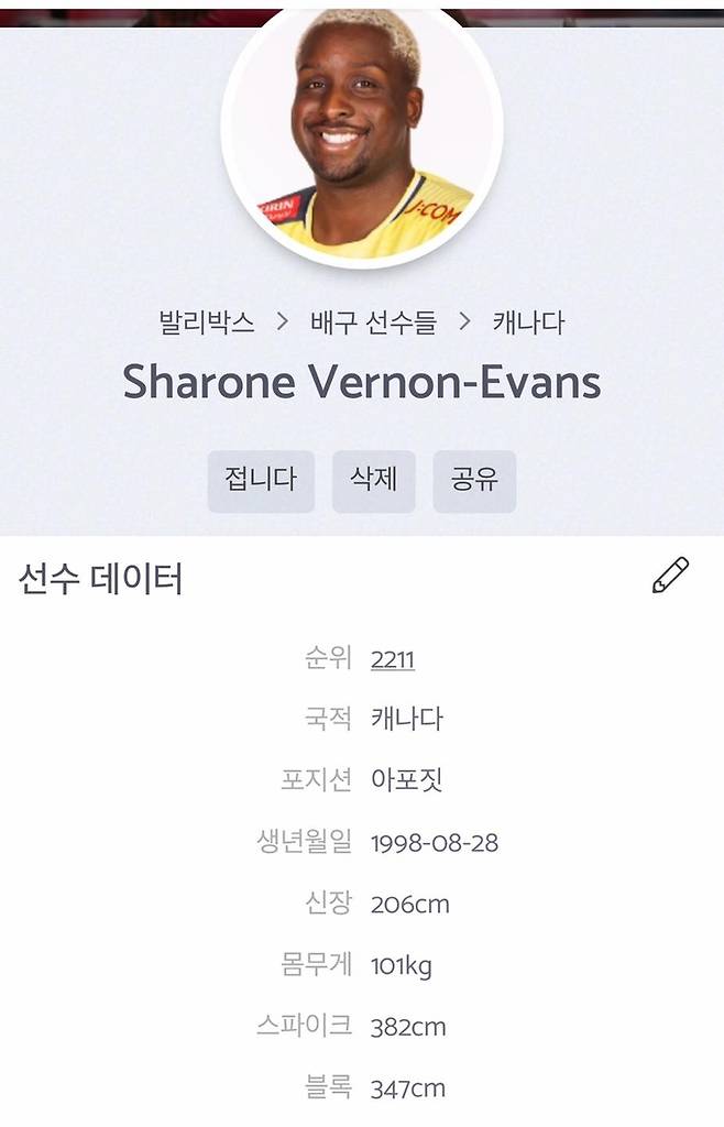 발리박스에 소개된 에번스 [발리박스 캡처. 재판매 및 DB 금지]